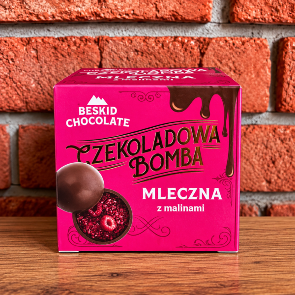 Czekoladowa Bomba mleczna z malinami